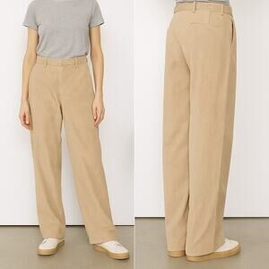 Officine Generale Sally Wide Leg Corduroy Trousers Beige size 40